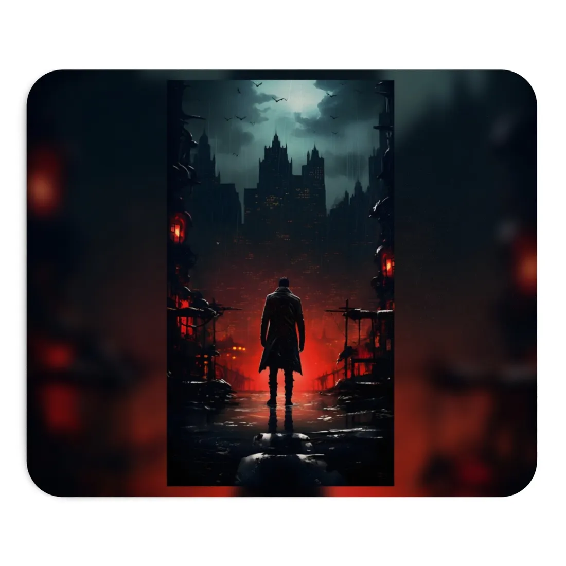 Urban Fantasy Detective: Cityscape at Dusk - Noir - Mouse Pad