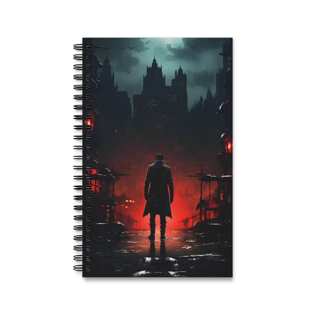 Urban Fantasy Detective: Cityscape at Dusk - Noir - Spiral Notebook