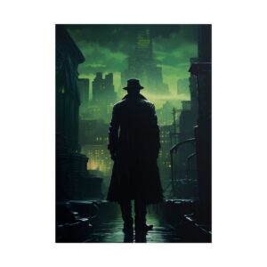Silhouetted Figure in Rainy Alley Poster