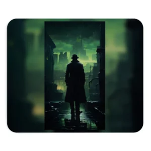 Silhouetted Figure in Rainy Alley Mouse Pad