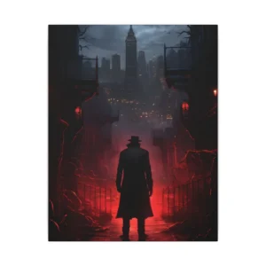 Man in Hat Night Alley Canvas Print