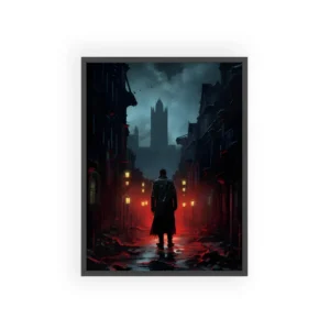 Lone Figure on Gothic Street Framed Poster