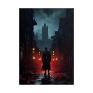 Lone Figure on Gothic Street Poster