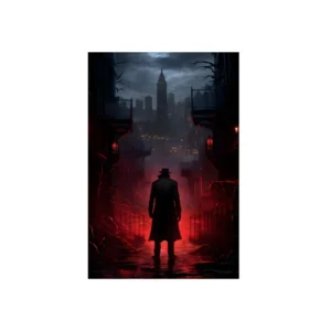 Man in Hat Night Alley Metal Poster