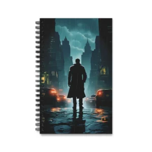 Silhouetted Man on Rainy Street Spiral Notebook
