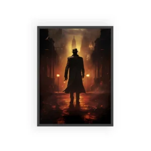Silhouetted Man in Hat Framed Poster