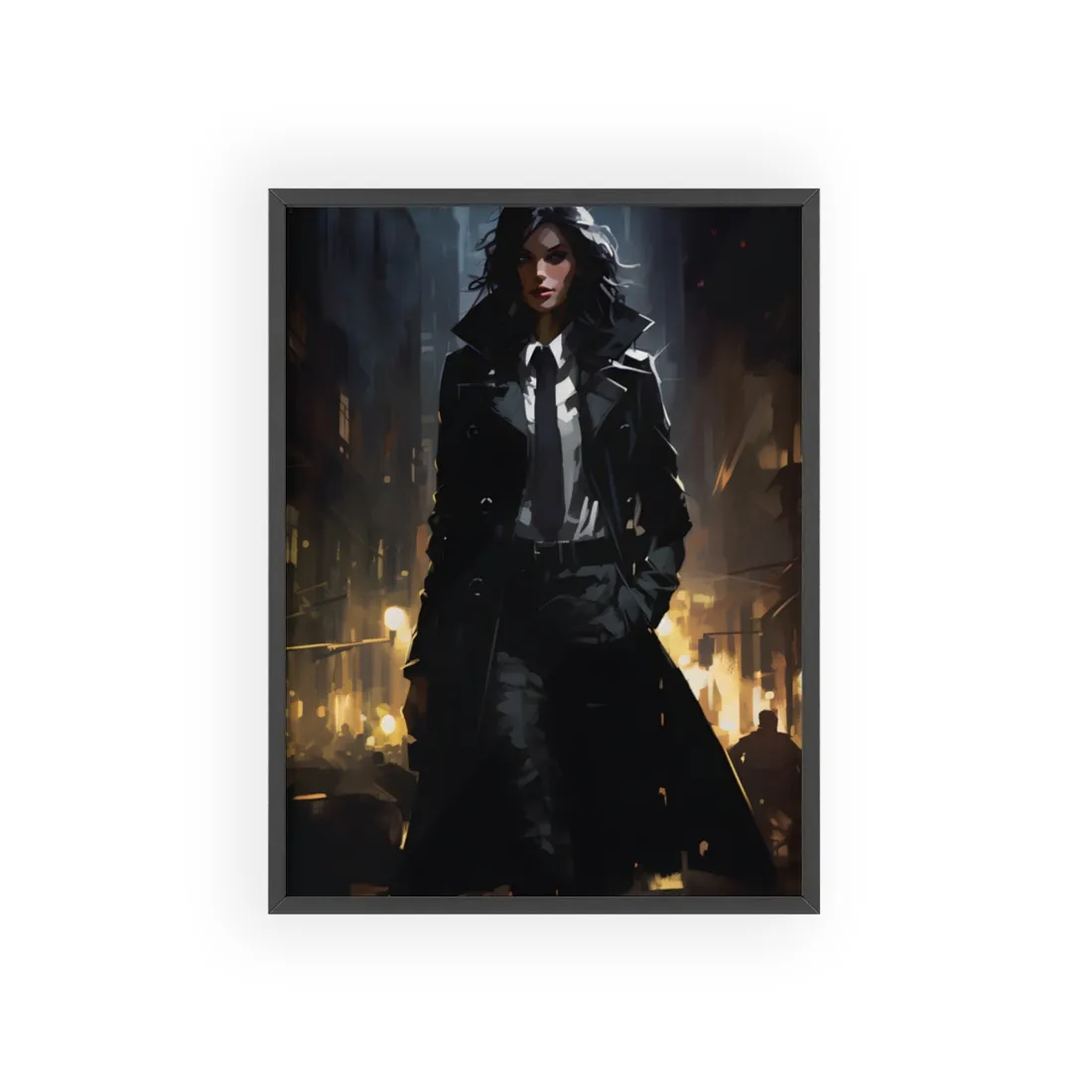 Urban Fantasy Detective: Mystery in City Streets - Framed Poster