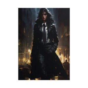 Woman in Black Trench Coat Poster