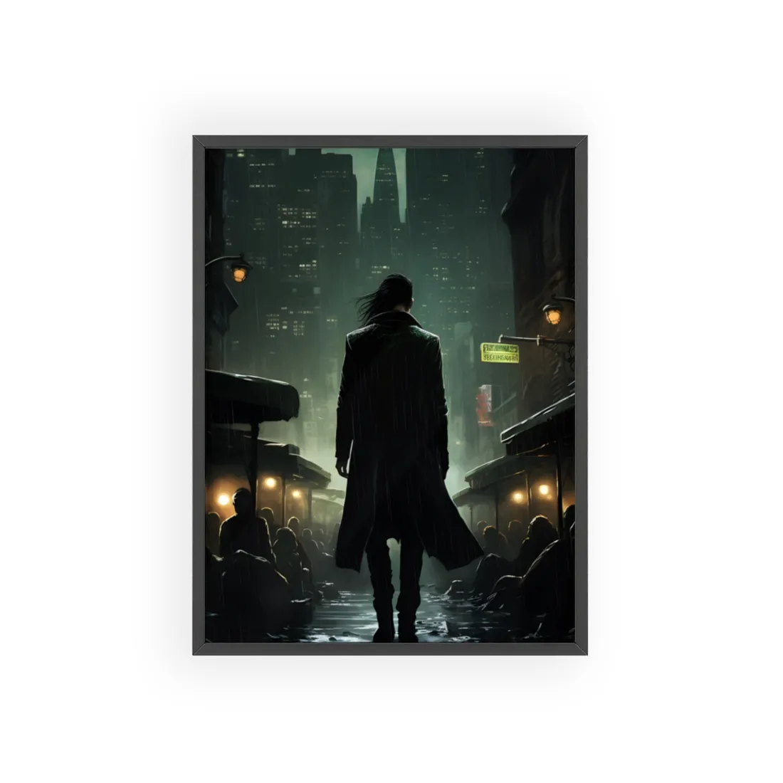 Urban Fantasy Detective: Noir City Night Art - Framed Poster