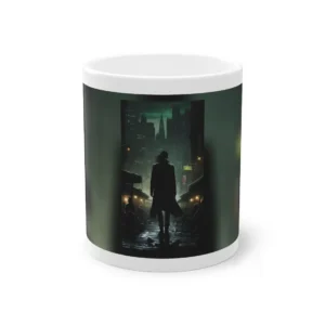 Person in Rainy City Street Mug