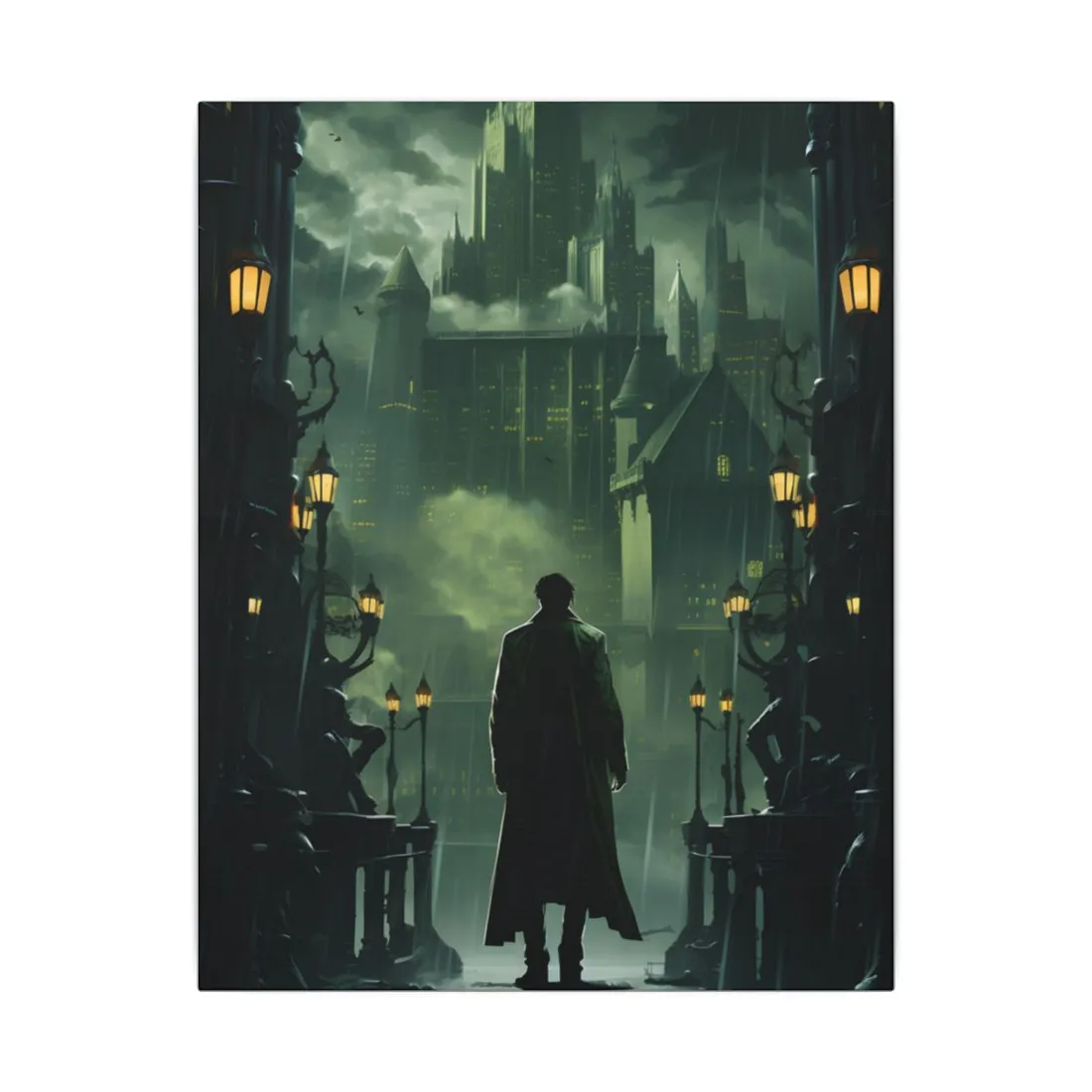 Urban Fantasy Detective: Noir Cityscape Graphic Novel - Canvas