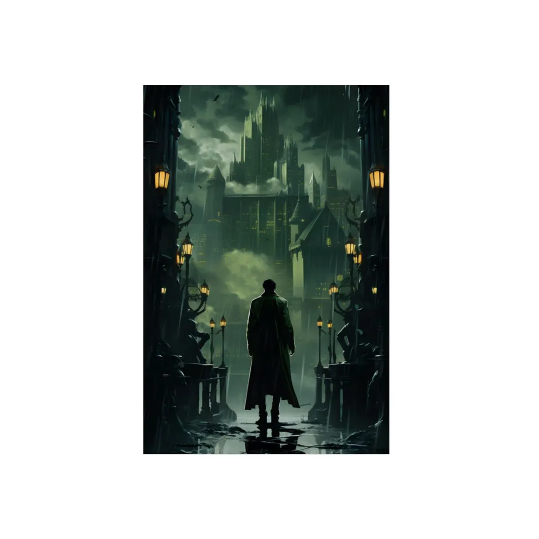 Urban Fantasy Detective: Noir Cityscape Graphic Novel - Metal Poster