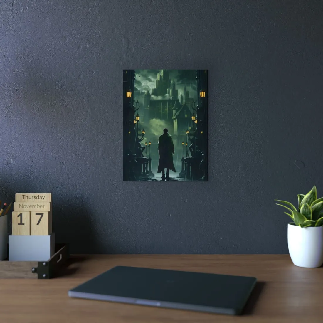 Urban Fantasy Detective: Noir Cityscape Graphic Novel - Metal Poster