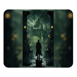 Man Facing Gothic City Mouse Pad