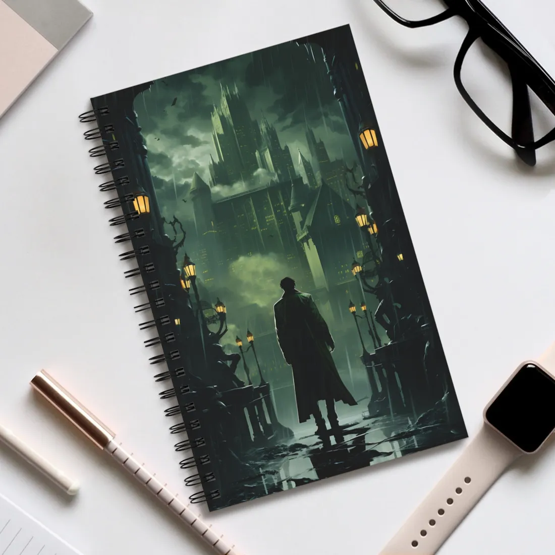 Urban Fantasy Detective: Noir Cityscape Graphic Novel - Spiral Notebook