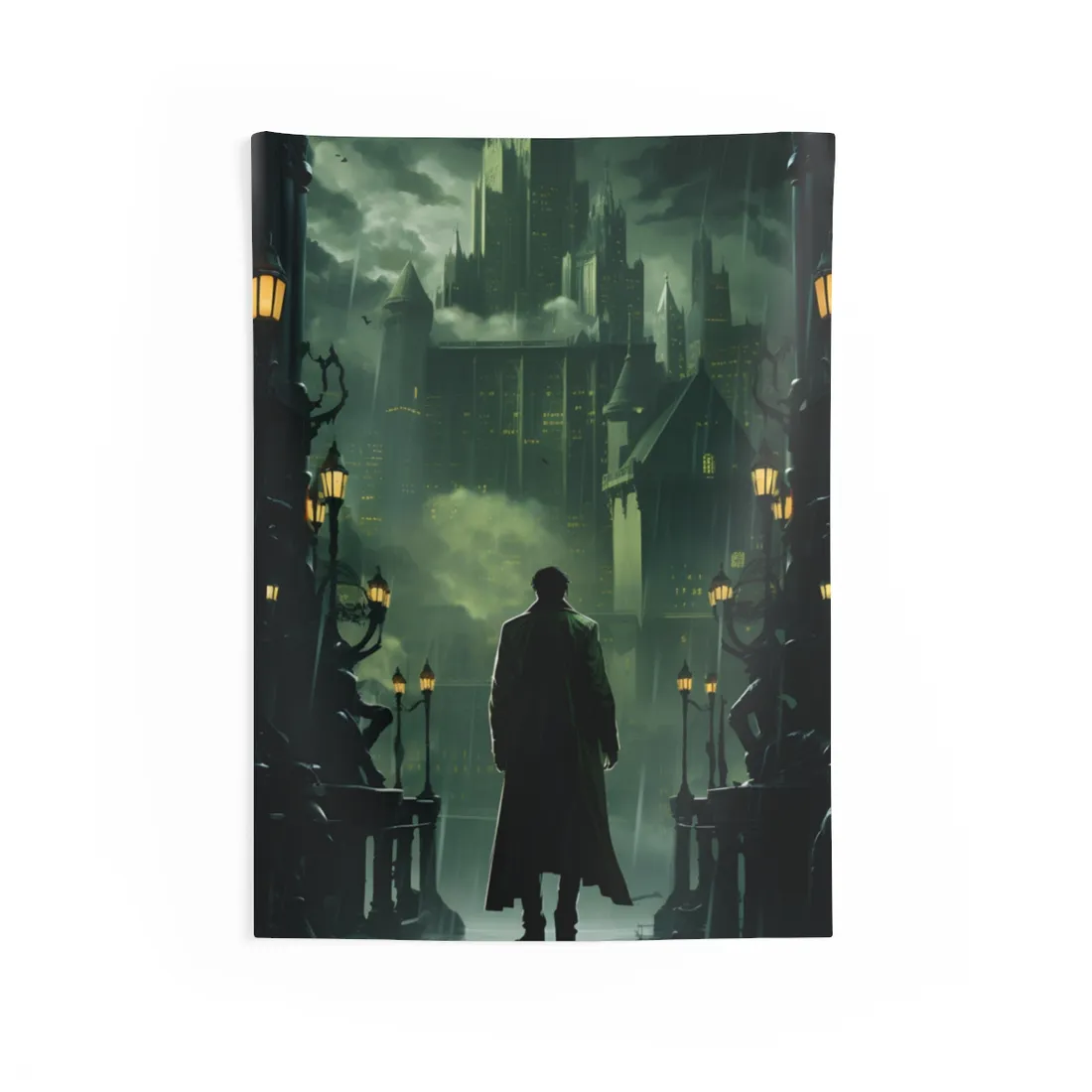 Urban Fantasy Detective: Noir Cityscape Graphic Novel - Wall Tapestry