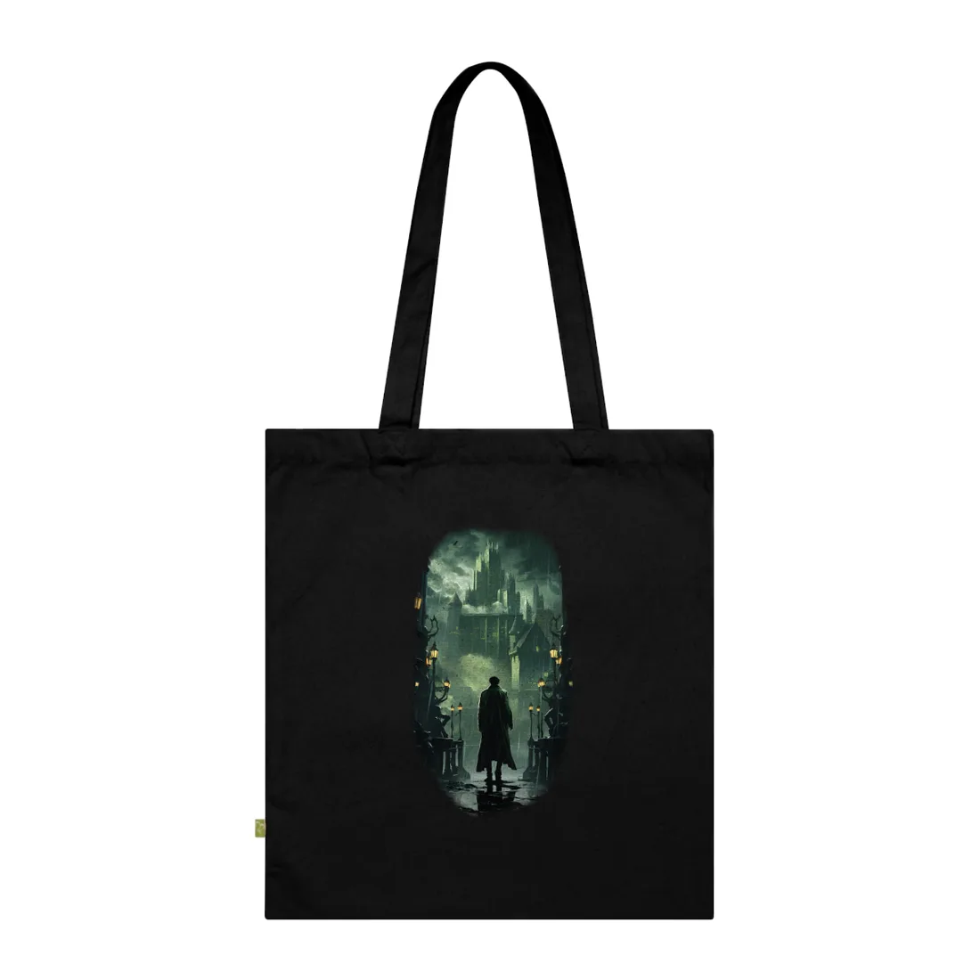 Urban Fantasy Detective: Noir Cityscape Graphic Novel - Tote Bag (Black)