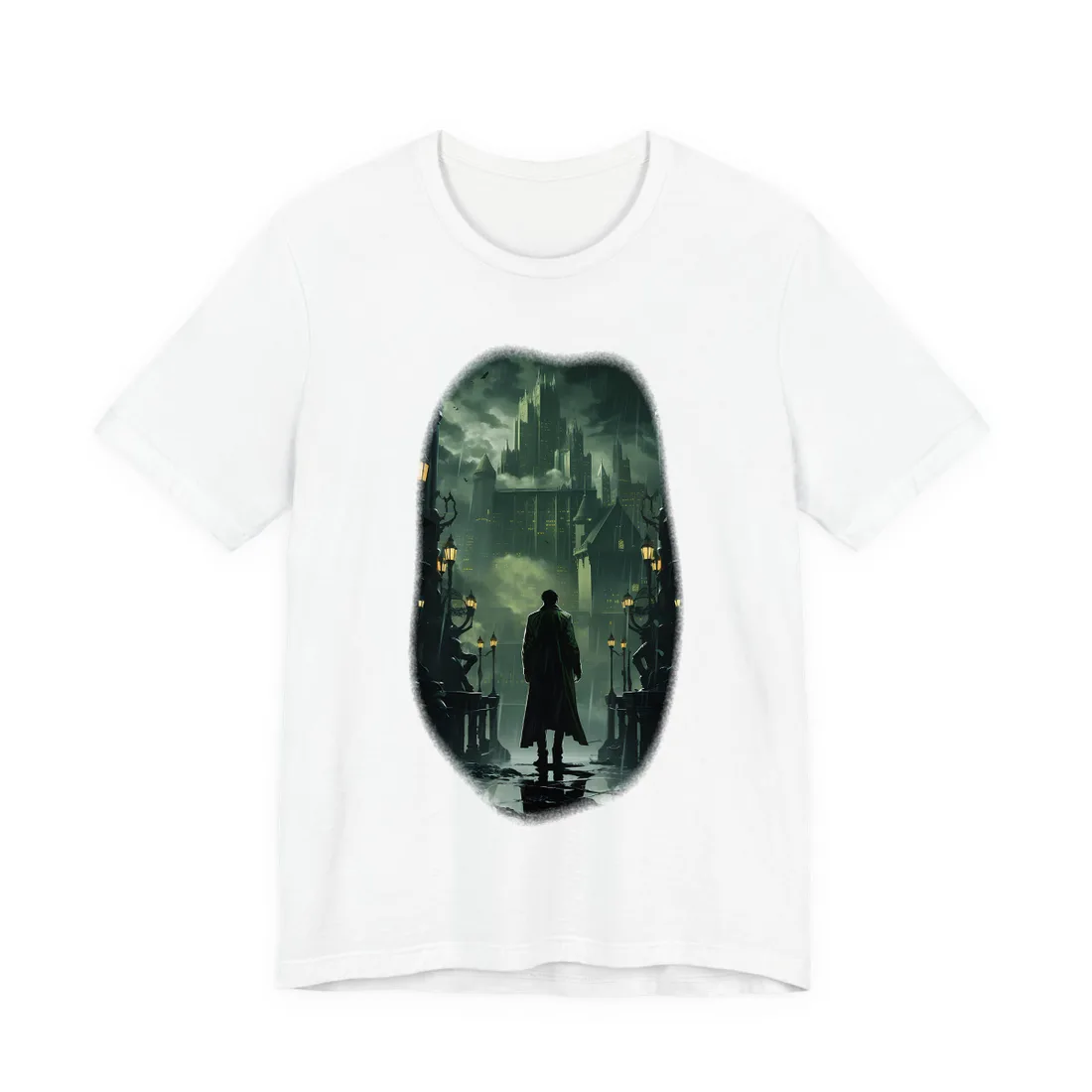 Urban Fantasy Detective: Noir Cityscape Graphic Novel - T-Shirt (White)