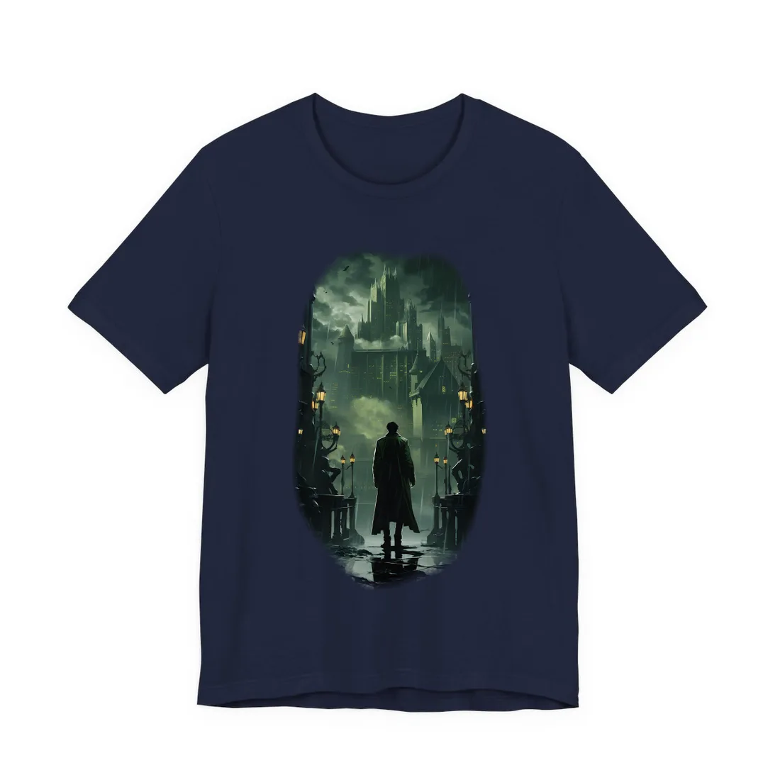 Urban Fantasy Detective: Noir Cityscape Graphic Novel - T-Shirt (Navy)