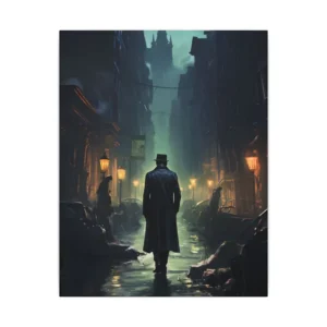 Figure Walking a Rainy Street Canvas Print