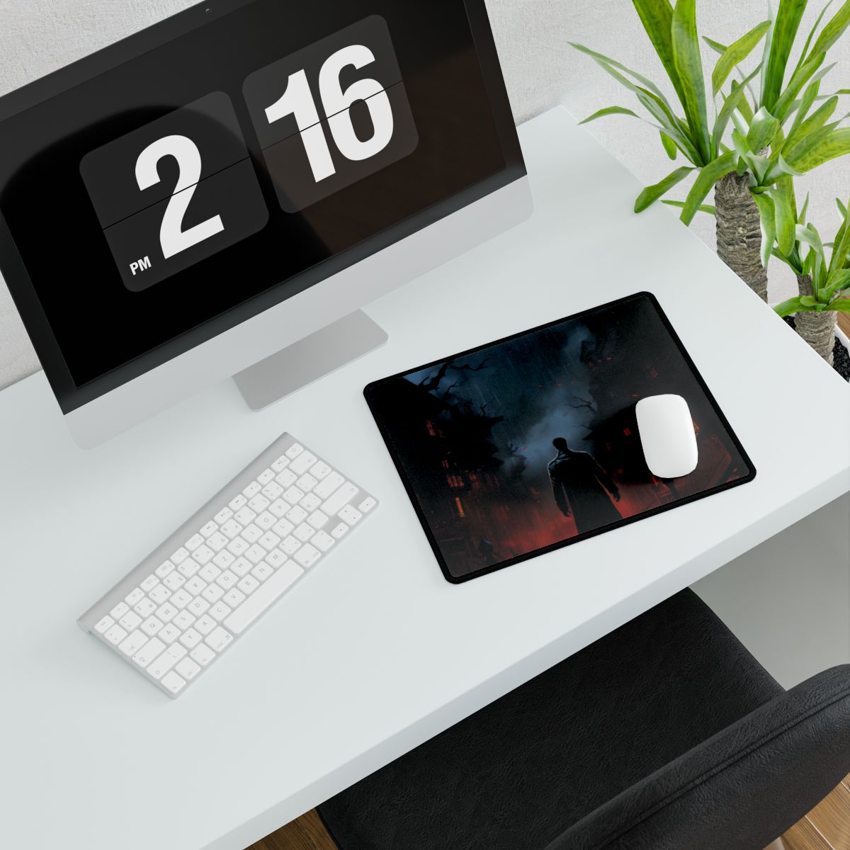 Urban Fantasy Noir: Nighttime Detective Artwork - Desk Mat