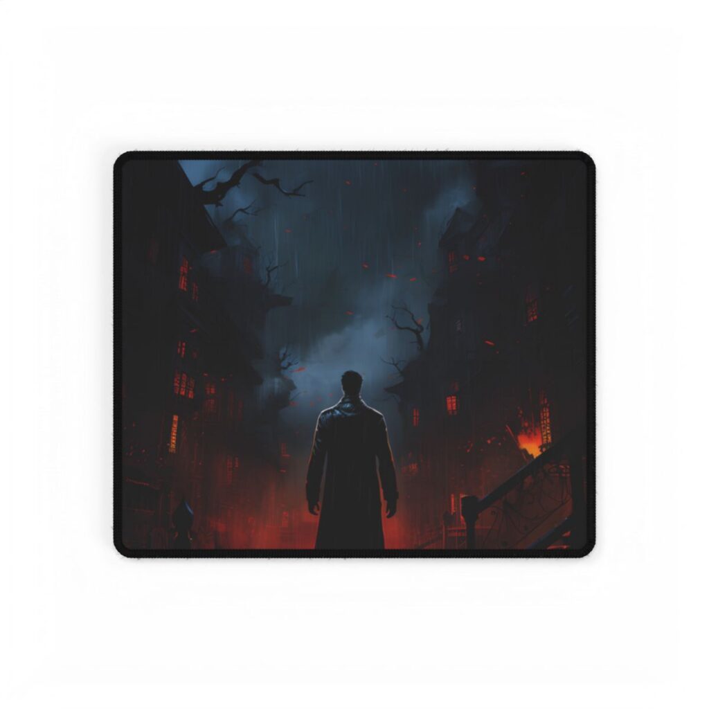 Urban Fantasy Noir: Nighttime Detective Artwork - Desk Mat