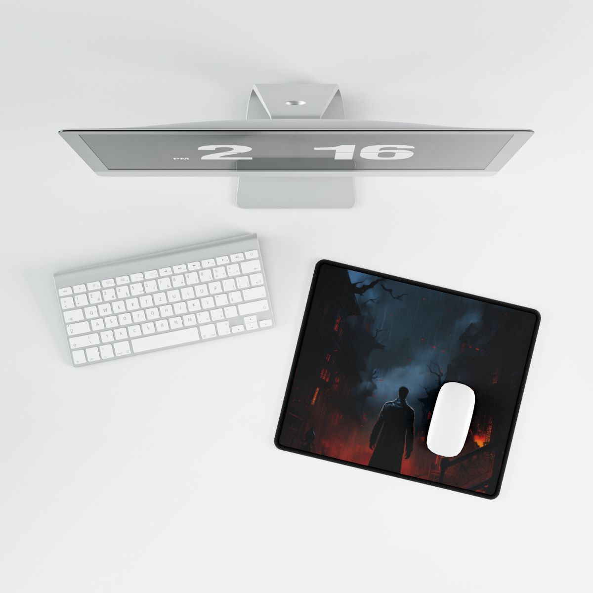 Urban Fantasy Noir: Nighttime Detective Artwork - Desk Mat