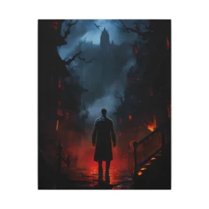 Gothic Street Silhouette Canvas Print