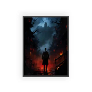 Gothic Street Silhouette Framed Poster