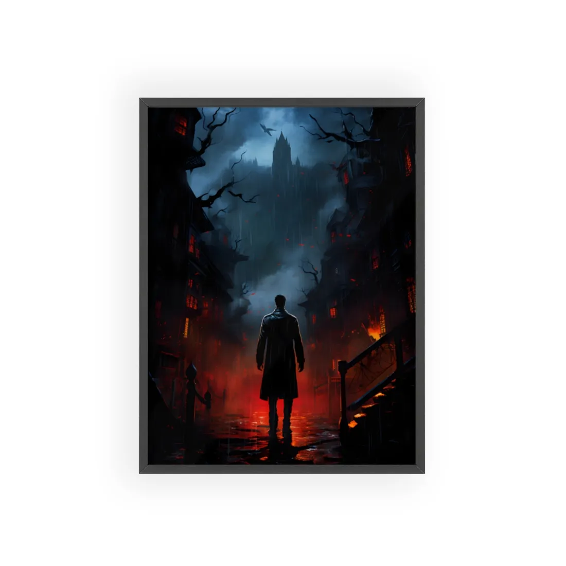 Urban Fantasy Noir: Nighttime Detective - Framed Poster