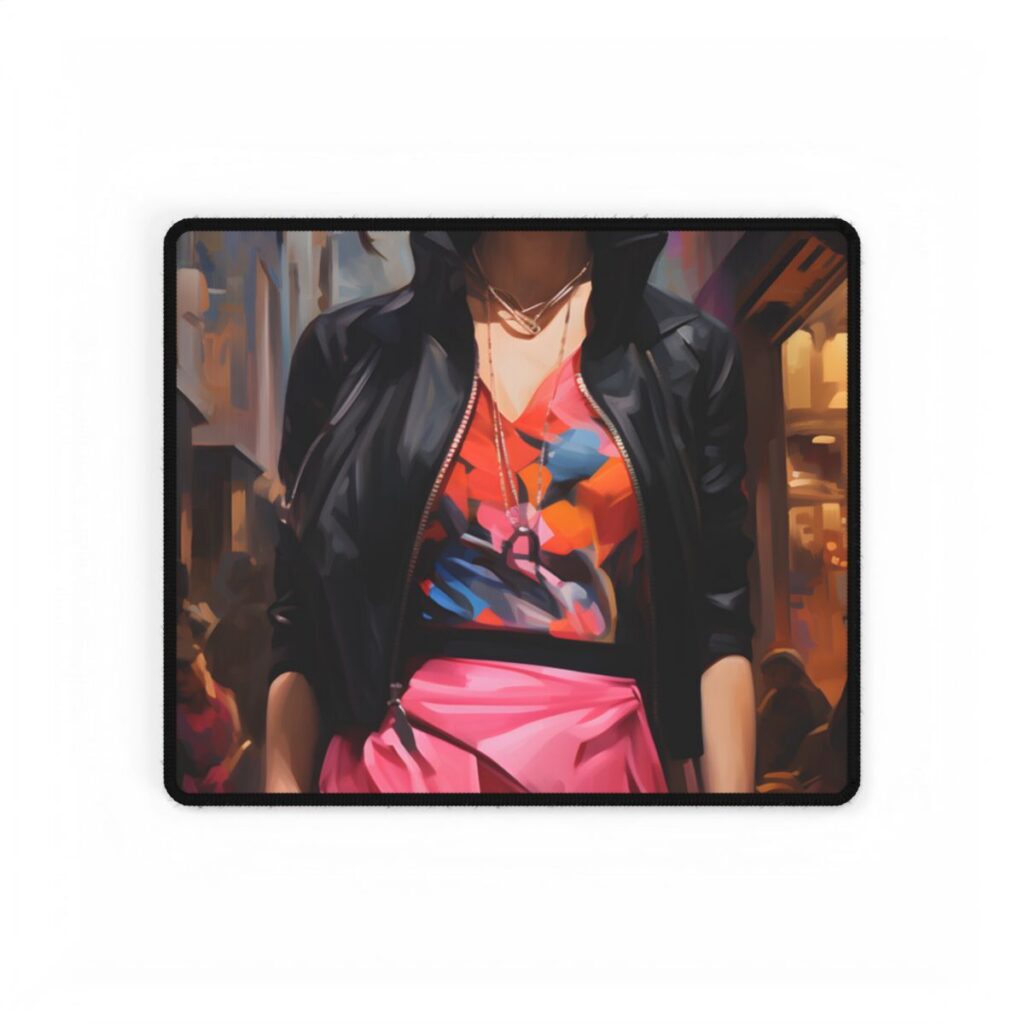 Urban Fashionista: Casual Streetwear Artwork - Desk Mat