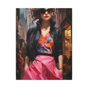 Brunette Woman in Pink Skirt Canvas Print