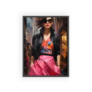 Brunette Woman in Pink Skirt Framed Poster