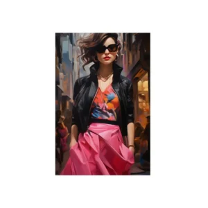 Brunette Woman in Pink Skirt Metal Poster