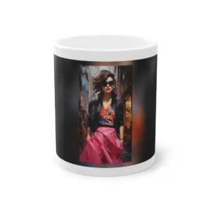 Brunette Woman in Pink Skirt Mug