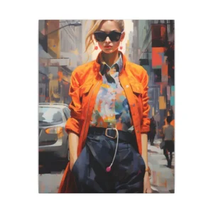 Orange Jacket City Stroll Canvas Print