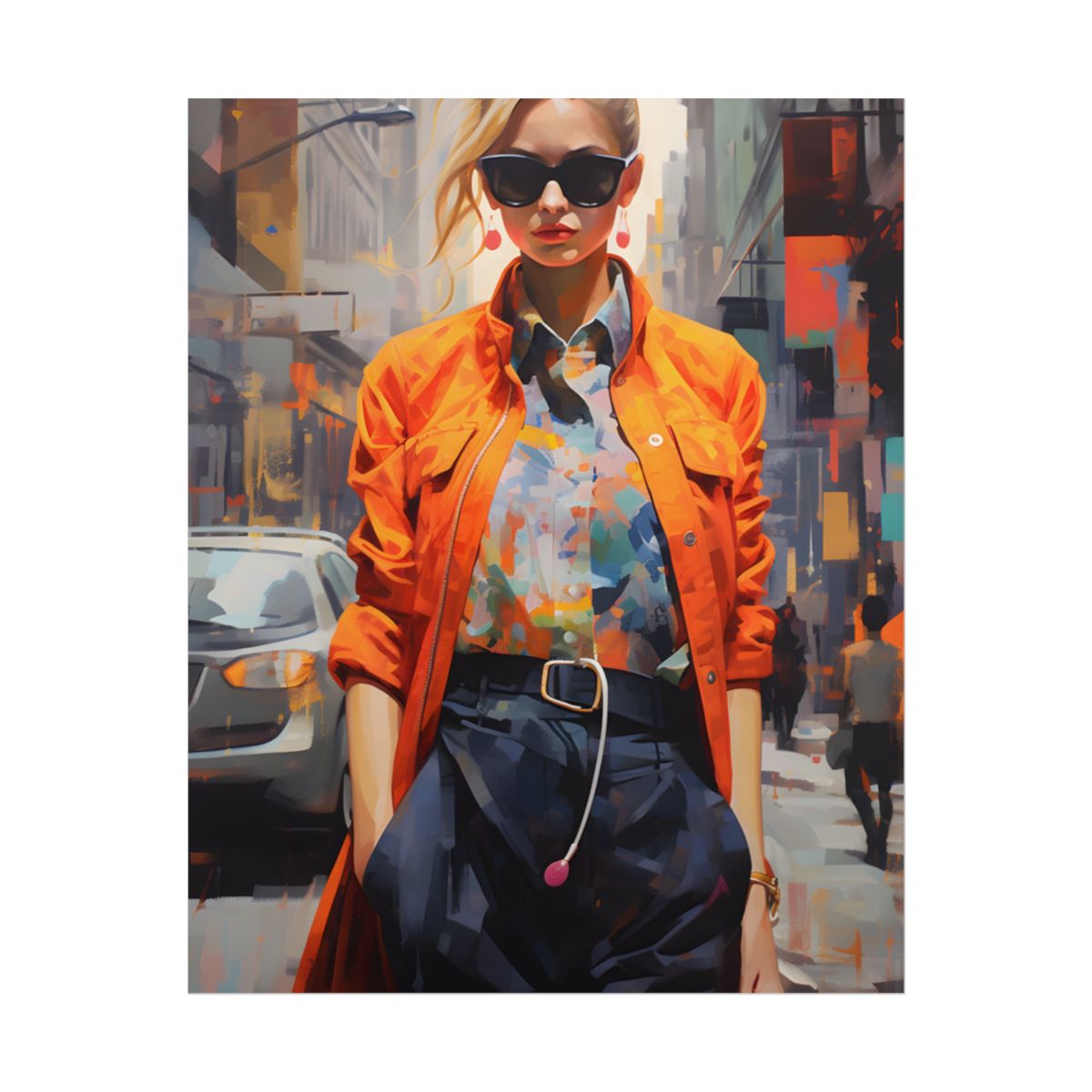 Urban Fashionista: City Chic Digital Artwork - Poster