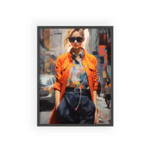 Orange Jacket City Stroll Framed Poster