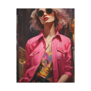 Woman in Pink Jacket Portrait Canvas Print