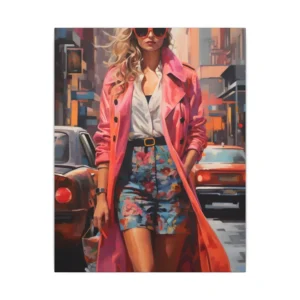 Woman in Pink Trench Coat Canvas Print