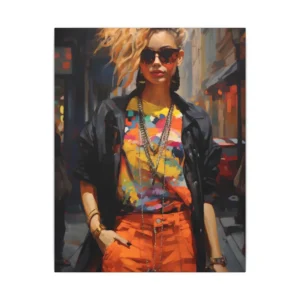 Woman on City Street Canvas Print