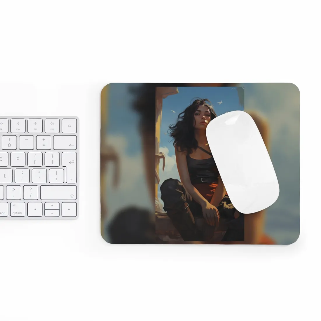 Urban Moment: Person in Front of Building with Tree - Mouse Pad