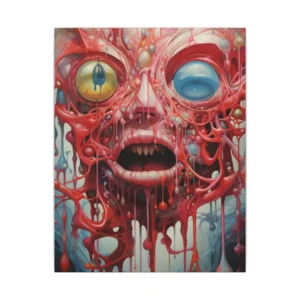 Melting Face with Red Drips Canvas Print