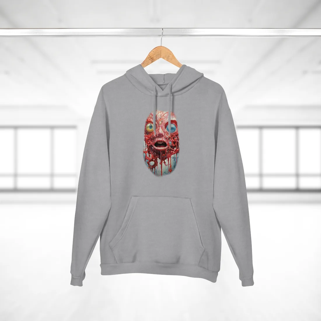Urban Nightlife Portals: Cityscape Digital Art - Hoodie (Heather Grey)