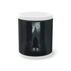 Man Walking Rainy Gothic Street Mug