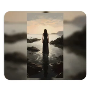 Woman at Dusk Shore Mouse Pad