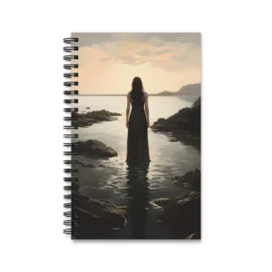 Woman at Dusk Shore Spiral Notebook