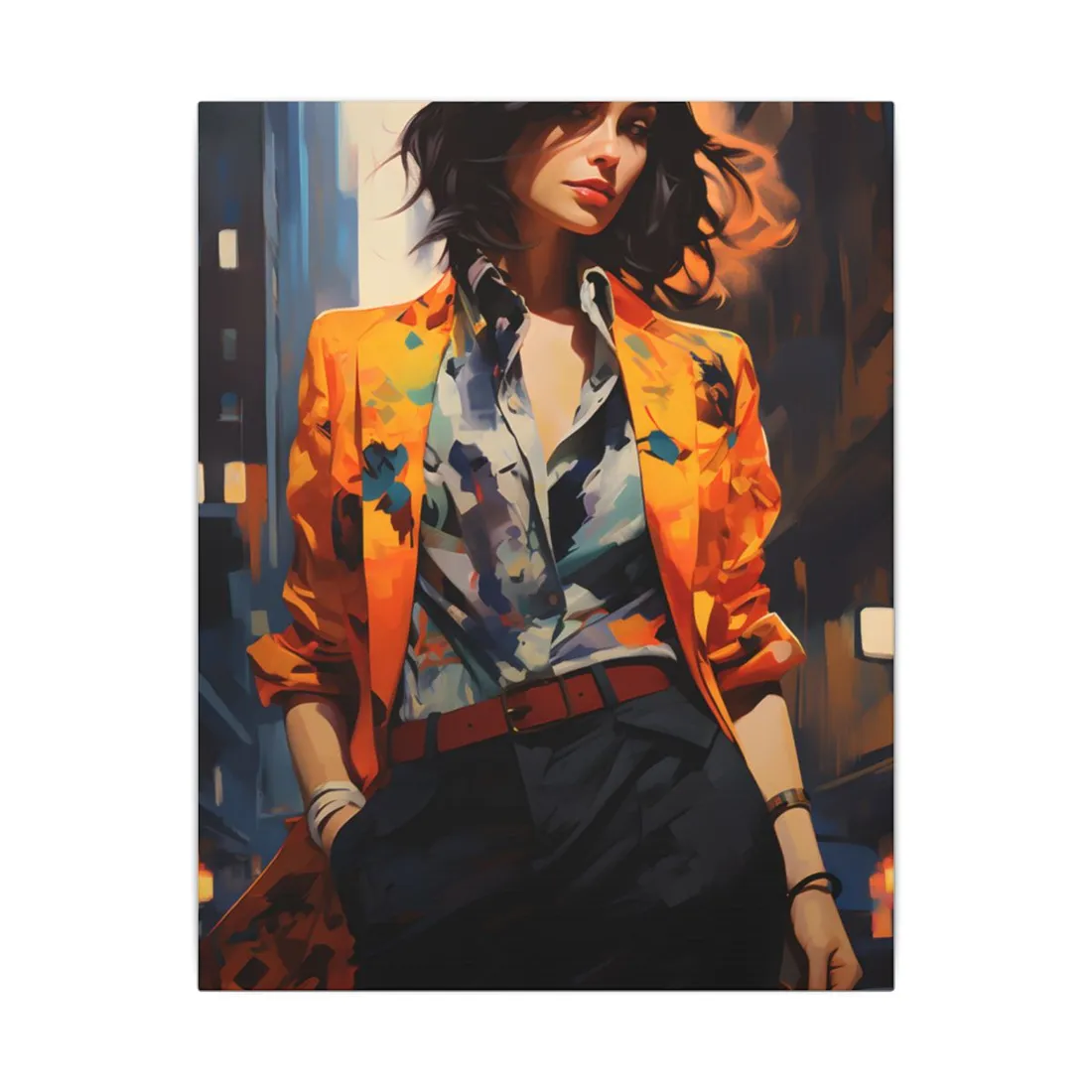 Urban Youthful Portrait: Fashionable City Style Digital Art - Canvas