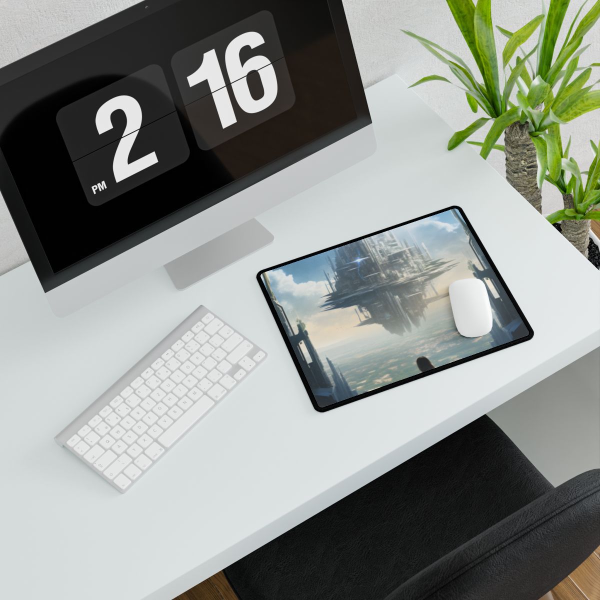 Urgent Gathering in Dystopian Landscape: A Vision of Perfection - Desk Mat