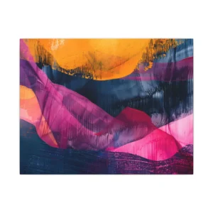 Abstract Orange and Magenta Waves Canvas Print